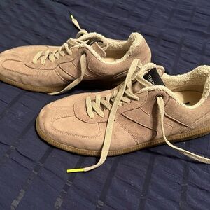 Women's Beige Suede Sneakers